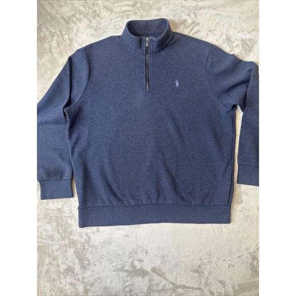 Men’s Polo Ralph Lauren 1/4 Zip Pullover Sweater Navy Blue Size XL - Picture 1 of 10